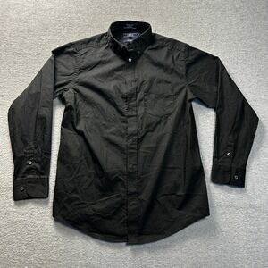IZOD Button Down Shirt Long Sleeve Mens Large Black Stretch Casual Dress Fit